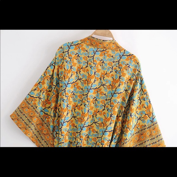 Boho floral gypsy kimono maxi duster orange - Picture 4 of 4